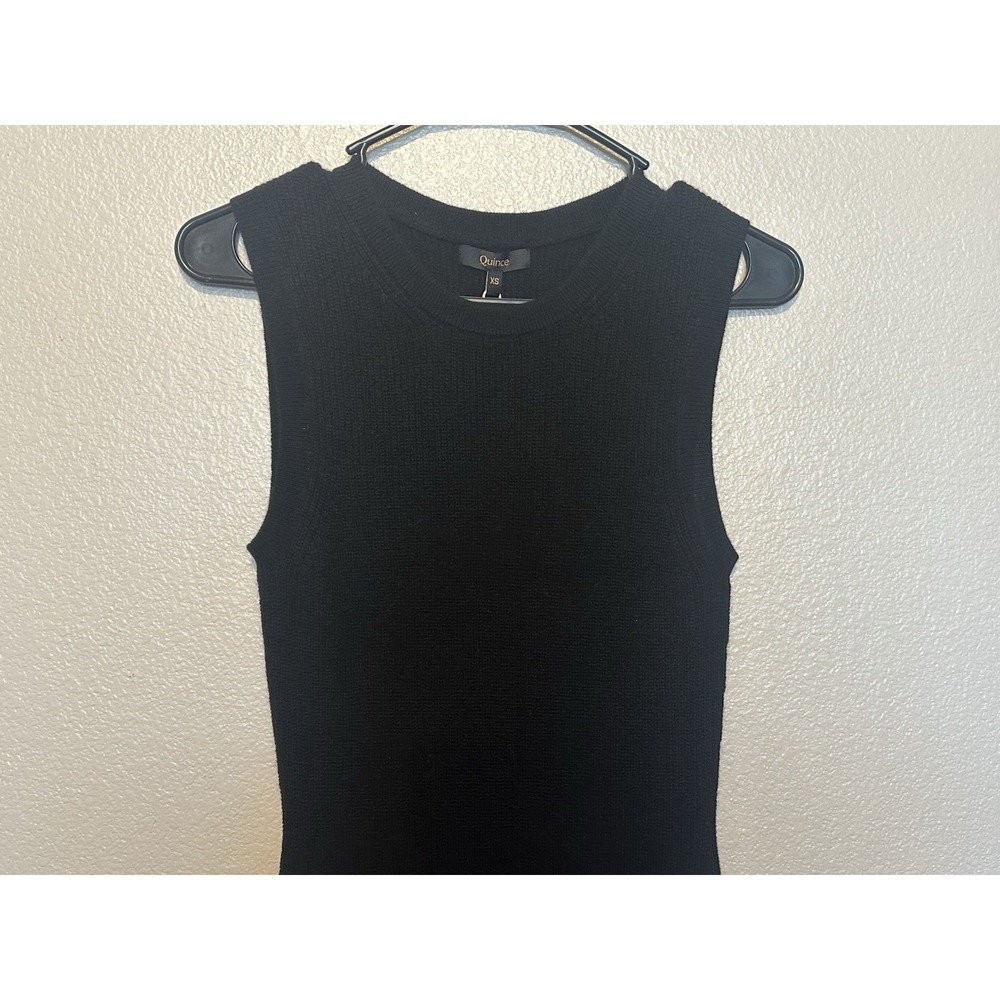 Quince 100% Mongolian Cashmere Sleeveless Midi Knit Sweater Dress Black XS NWT - Picture 6 of 9